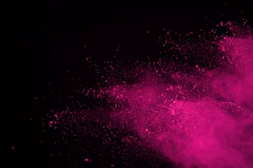 Abstract pink powder explosion on black background. abstract colored powder splatted, Freeze motion of pink powder exploding. © wooddy7