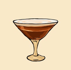 Coffee cocktail. Vector color vintage Illustration.