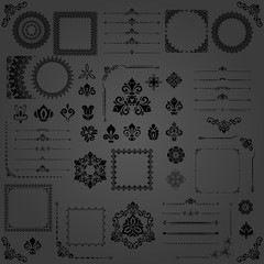 Vintage Set of Vector Horizontal, Square and Round Elements