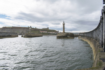 Whitby Harbour Piers and Lighthouses North Yorkshire, England, United Kingdom, August 2018