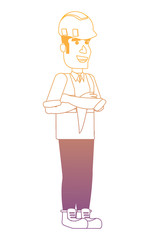 construction man with safety helmet and vest over white background, vector illustration