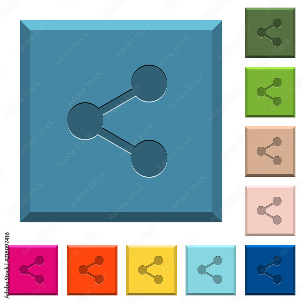Poster share engraved icons on edged square buttons