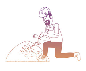 construction man with concrete pile over white background, vector illustration