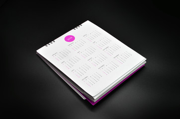 minimal calendar 2019 mockup on black background