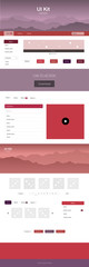 Light Pink, Red vector wireframe kit with nature.