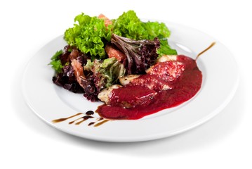 Salad with Chicken and Red Sauce
