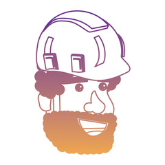 builder man with beard and construction helmet over white background, vector illustration