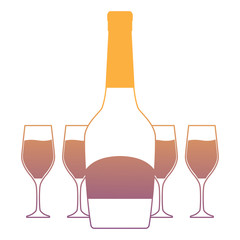 champagne glasses and bottle over white background, vector illustration