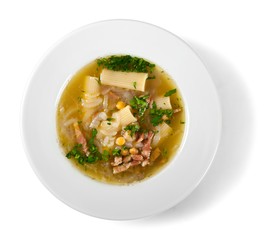 Soup with Pasta and Bacon
