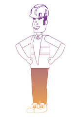 construction man standing over white background, vector illustration