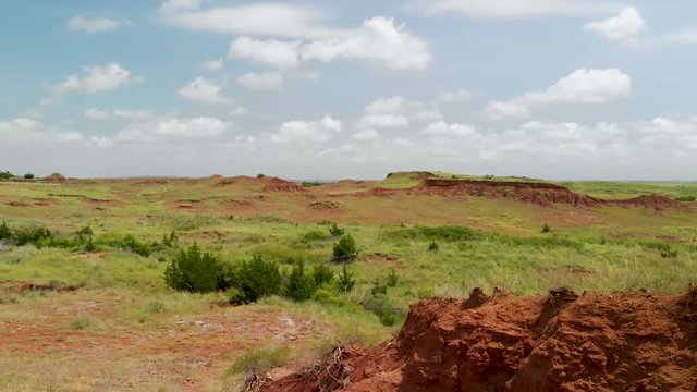 An Aerial Pull Back Video Of Devil's Backbone In The Gypsum Hills In Kansas.