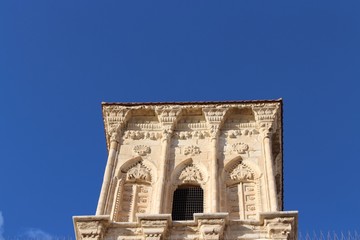 Detail of the bell tower of the medieval church of St Lazarus in Larnaca, Cyprus.