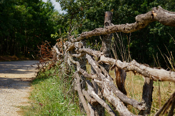 Fototapeta na wymiar wooden fence in mountains