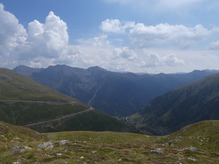 summit rock panorama landscape of the high mountains in south tyrol italy europe with clouds