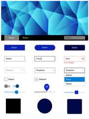 Dark BLUE vector design ui kit with mosaic.