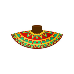 African neck decoration with traditional ornament, ethnic accessory, authentic symbol of Africa vector Illustration on a white background