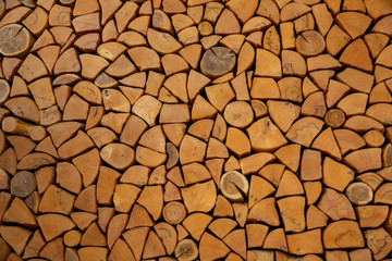 wall firewood , Background of dry chopped firewood logs
