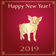 Fototapeta na wymiar Year of The Yellow Pig. 2019 year.