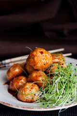 Сhili chicken meatballs with sauce