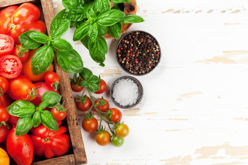 Fresh garden tomatoes and basil