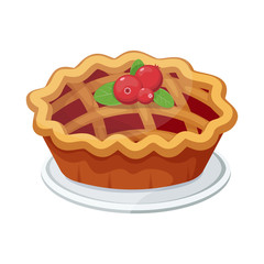 vector homemade fruit and berry pie for christmas, thanksgiving and all kinds of holidays.