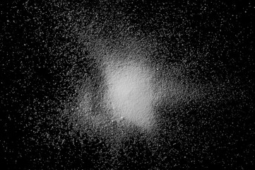 Fototapeta na wymiar pile salt isolated on black background, top view