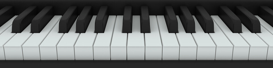 Piano keys wide angle view
