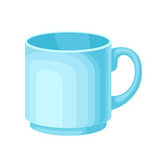 Light blue ceramic tea or coffee cup vector Illustration on a white background