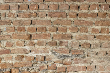 Front shot of orange colored masonry brick wall texture