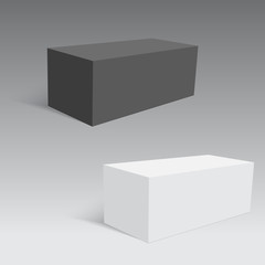Black and white cardboard closed box. Vector