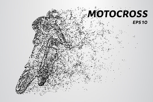 Motocross consists of circles and dots. Sports illustration in point style.