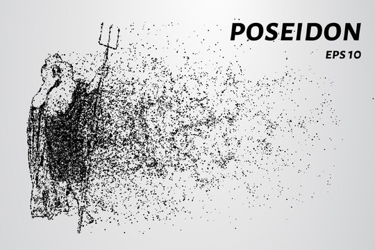 Poseidon of particles. The God of the sea is made up of circles and dots.