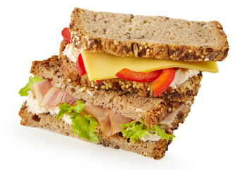 Healthy wholegrain bread sandwiches