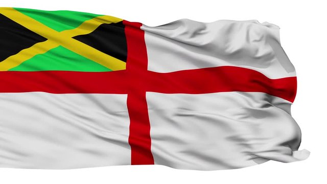 Naval Ensign Of Jamaica Flag, Isolated View Realistic Animation Seamless Loop - 10 Seconds Long