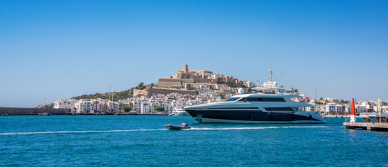 Ibiza Old Town Dalt Vila Harbour Yacht - obrazy, fototapety, plakaty