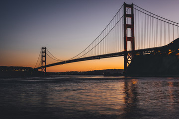 Fototapeta na wymiar Sunset behind the Golden Gate Bridge