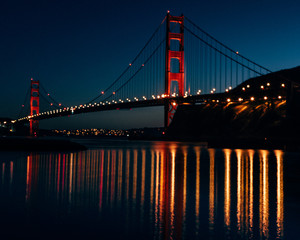 Sunset behind the Golden Gate Bridge