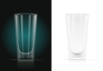 Juice glass. Drinks glassware in dark and white background.