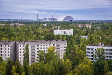 Abandoned Pripyat city and Nuclear Power Station in Chernobyl Exclusion Zone, Ukraine