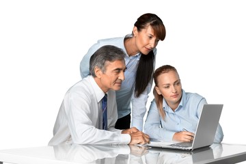 Fototapeta premium Portrait of Business People Working with Laptop