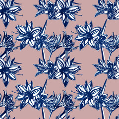 Flowers seamless patern. Hand drawn ink illustration. Wallpaper or fabric design.
