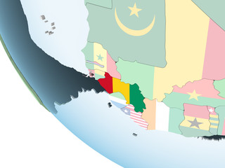 Guinea with flag on globe