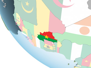 Obraz premium Burkina Faso with flag on globe