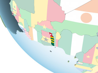 Fototapeta premium Togo with flag on globe