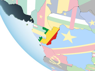 Obraz na płótnie Canvas Congo with flag on globe
