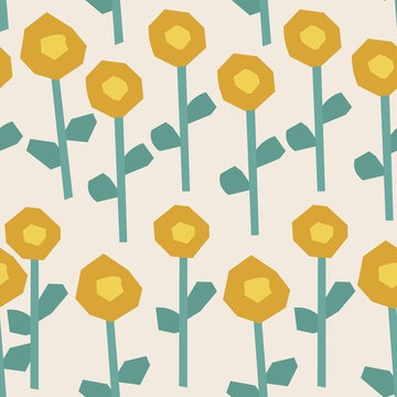 Abstract pattern with flowers. Floral pattern. Collage art.