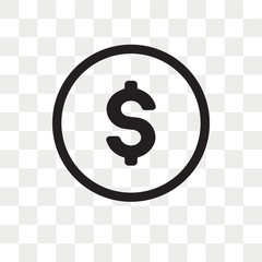 Dollar vector icon isolated on transparent background, Dollar logo design