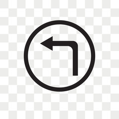 Left turn vector icon isolated on transparent background, Left turn logo design