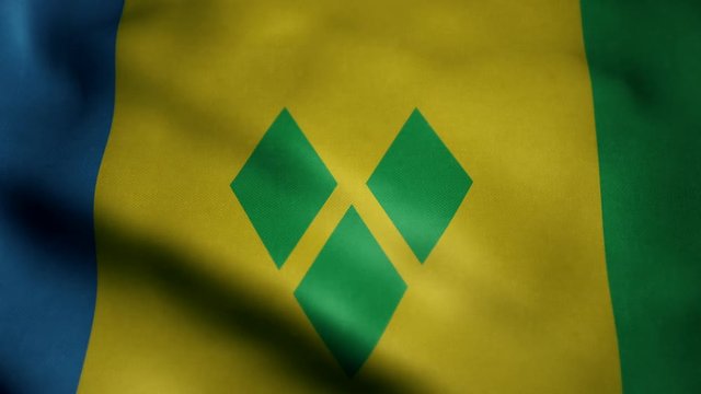 Flag of Saint Vincent, slow motion waving. Looping animation. Ideal for sport events, led screen, international competitions, motion graphics etc