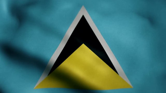 Flag of Saint Lucia, slow motion waving. Looping animation. Ideal for sport events, led screen, international competitions, motion graphics etc